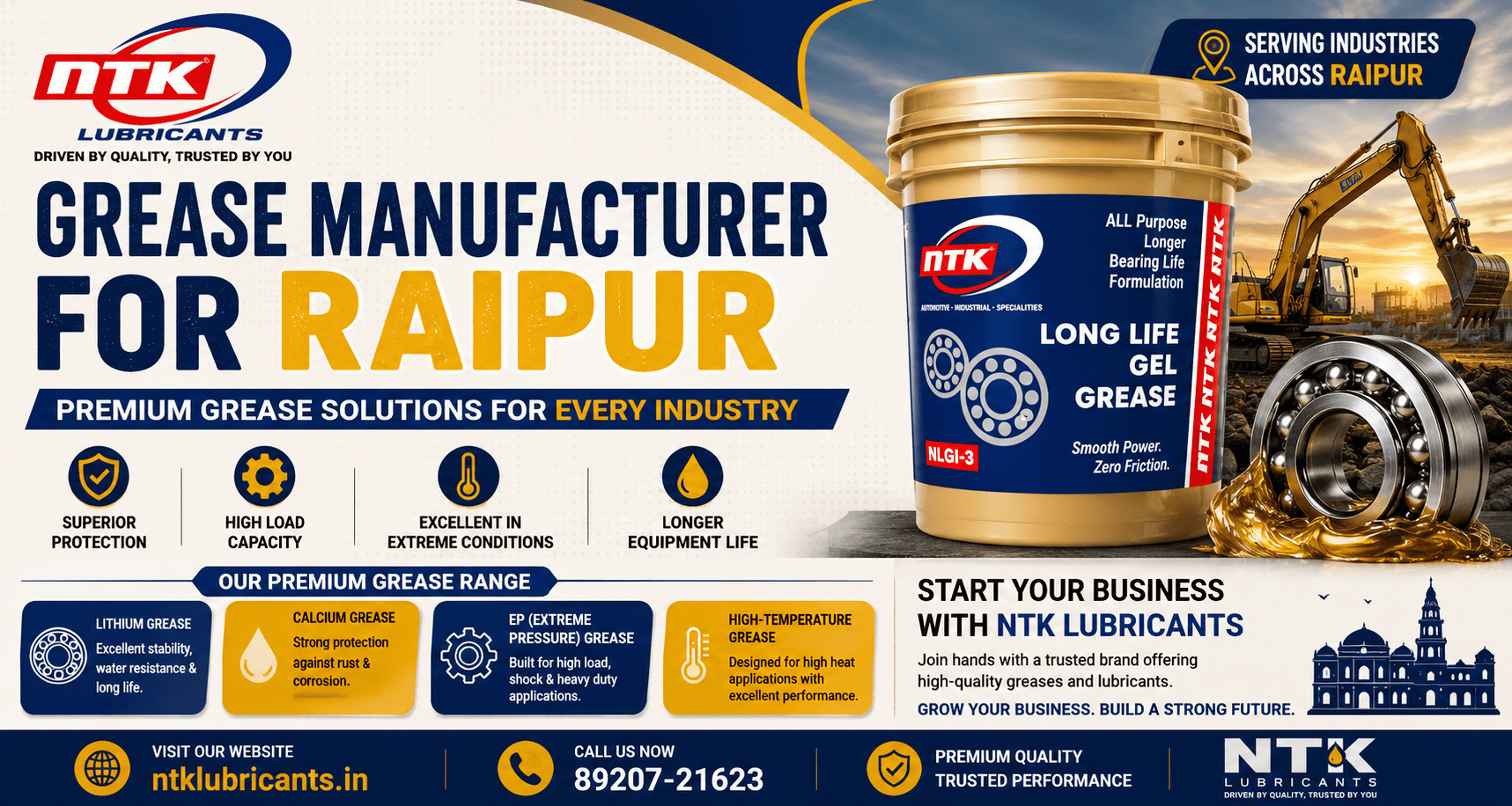 Grease Manufacturer for Raipur – NTK Lubricants
