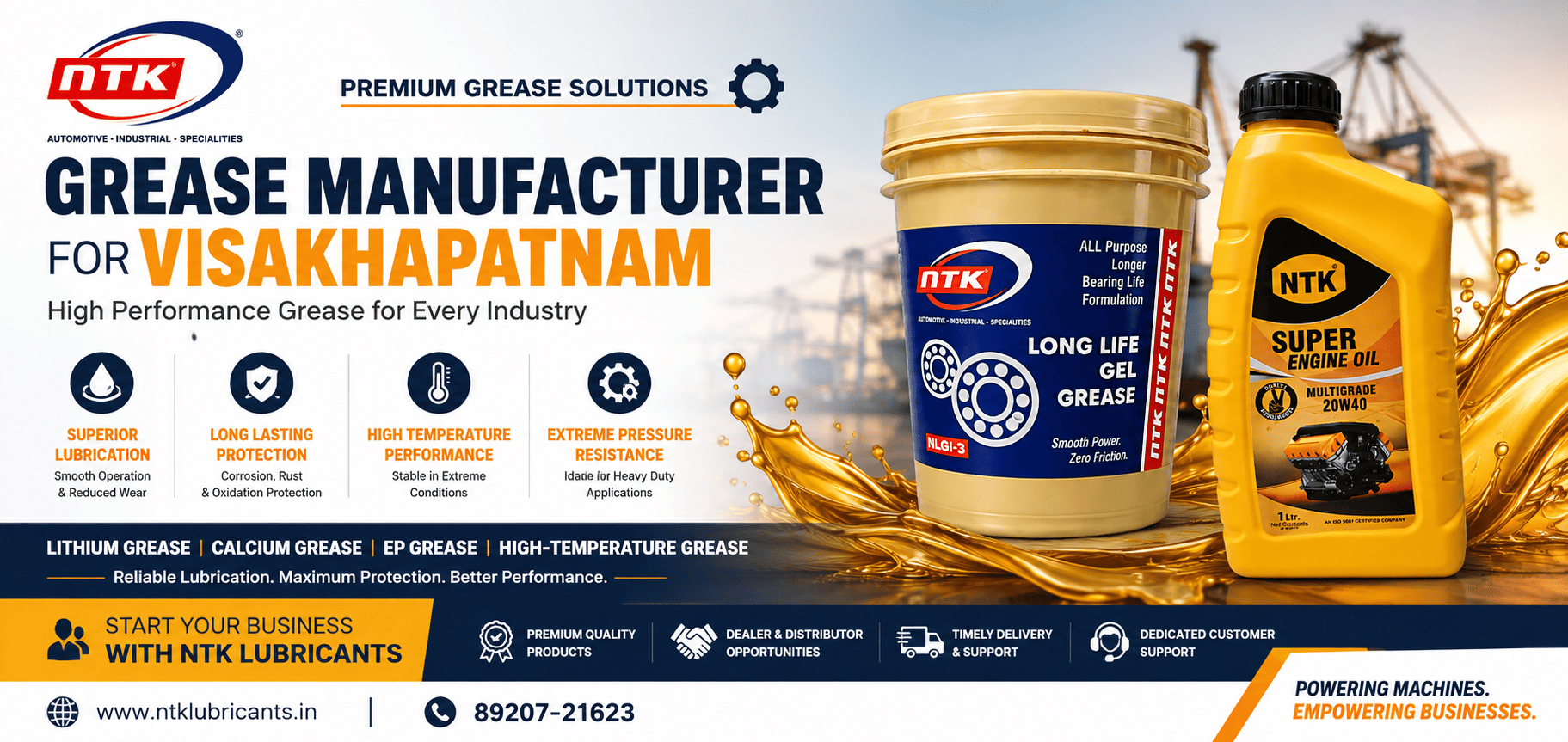 Grease Manufacturer for Visakhapatnam – NTK Lubricants